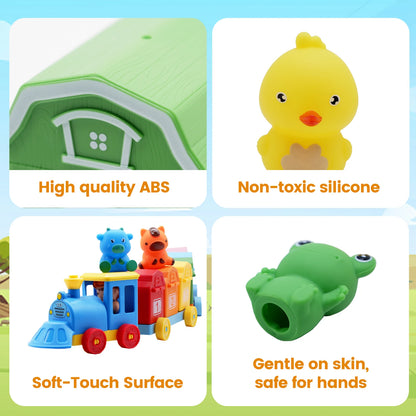 Montessori Farm Train Set for Toddlers Learning Counting, Matching & Sorting Fine Motor Skills,Preschool