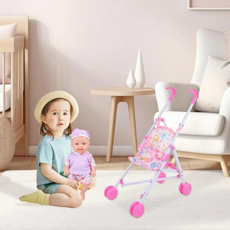 Baby Doll Stroller toy with T-Shaped Belt