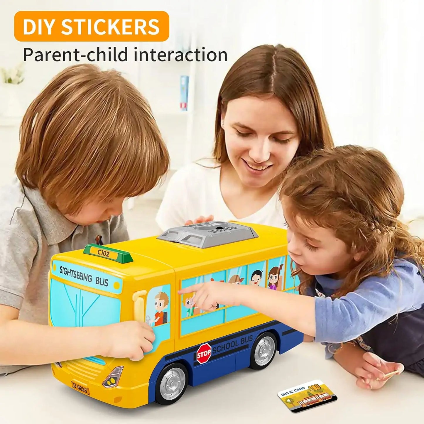 Toddlers Simulate School Bus Toy With Sound and Light, Education For 3-5 years