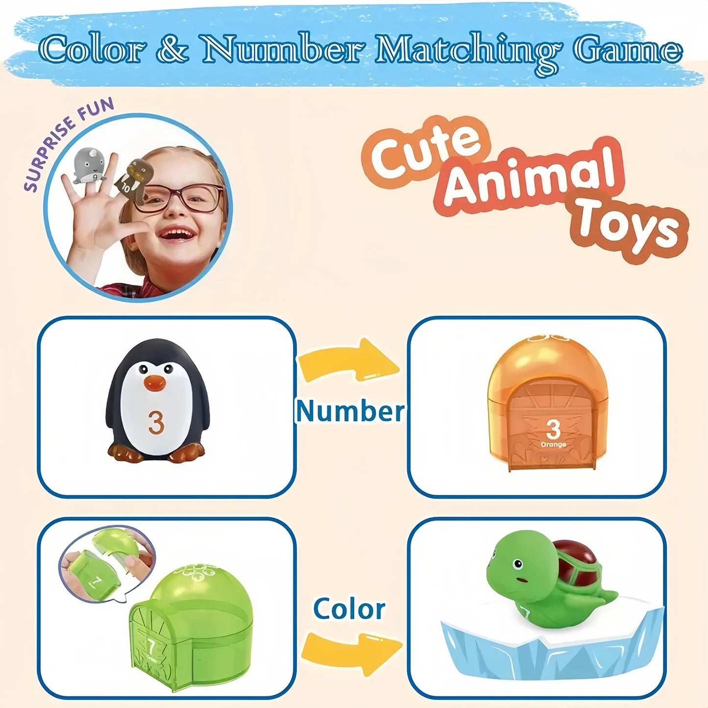 Montessori Farm Train Set for Toddlers Learning Counting, Matching & Sorting Fine Motor Skills,Preschool