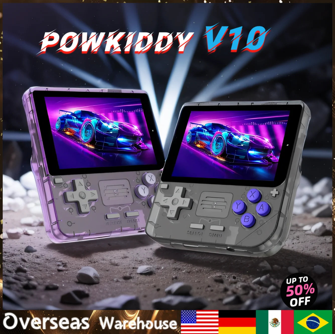 Powkiddy V10 Retro Handheld Game Console  Open Source 3d Simulators Gifts System Is Compatible Video Game Consoles BOY gifts