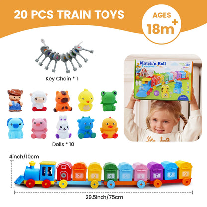 Montessori Farm Train Set for Toddlers Learning Counting, Matching & Sorting Fine Motor Skills,Preschool