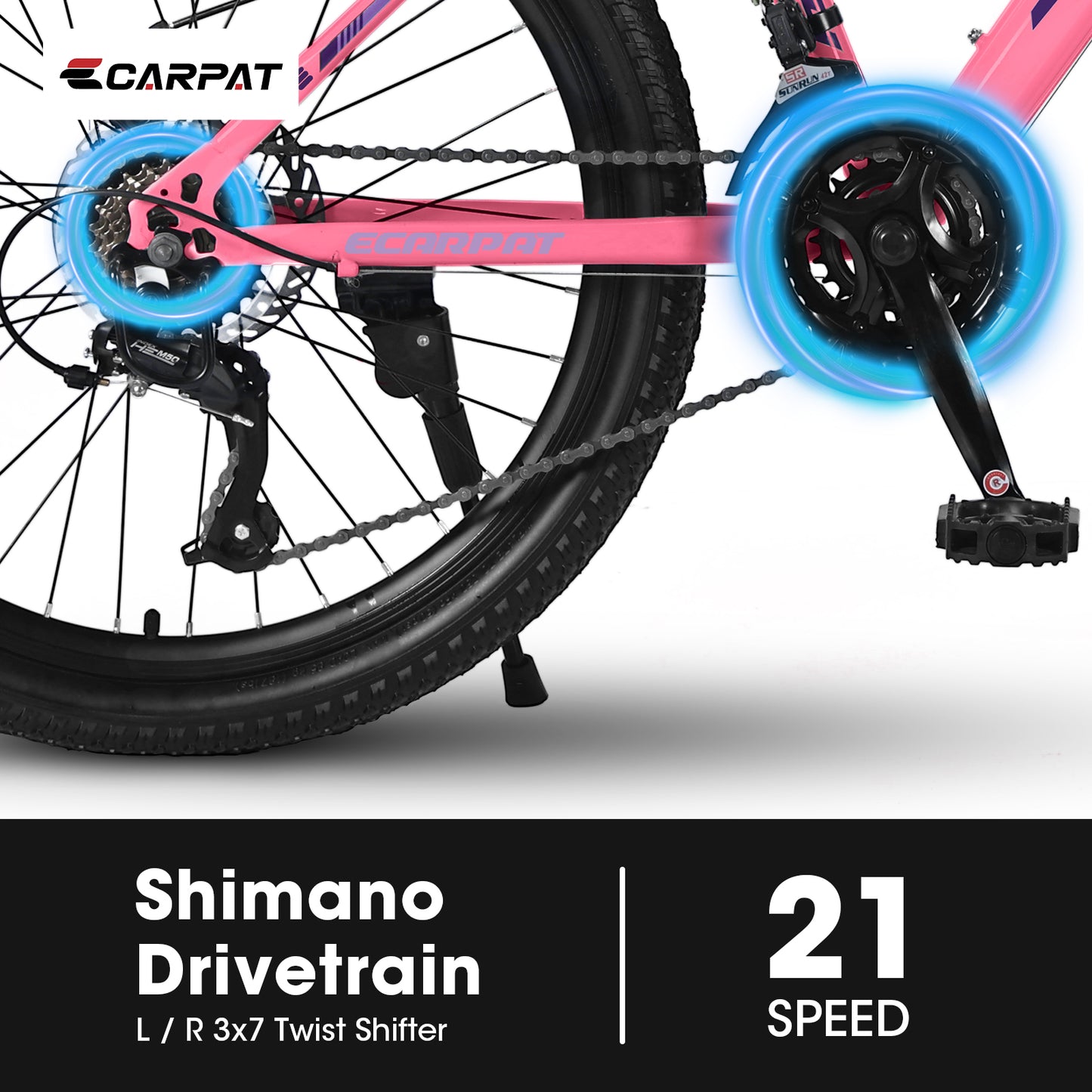 S26103 26 Inch Mountain Bike For Teenagers Girls Women, Shimano 21 Speeds With Dual Disc Brakes And 100mm Front Suspension