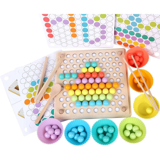 Wooden Peg Board Beads Game, Montessori