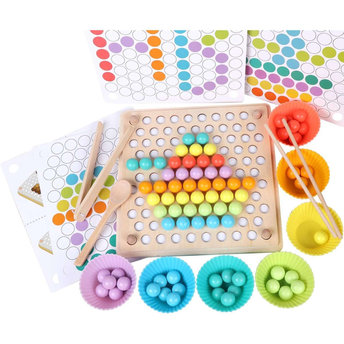 Wooden Peg Board Beads Game, Montessori