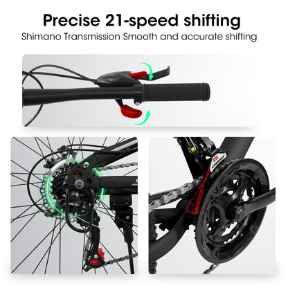 A26207 26 Inch Steel Frame Shock Fork Plus Shock Absorber 21-speed Unisex Mountain Bike