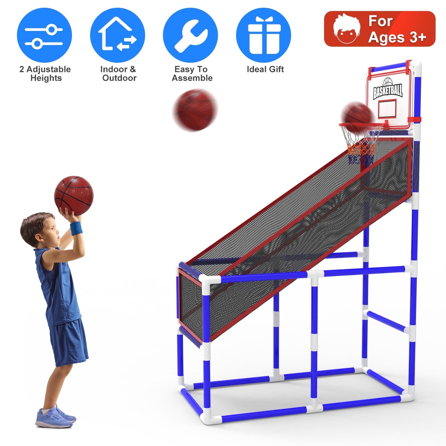 Kids Basketball Game Set With 2 Balls