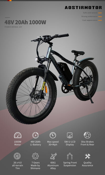 Foldable 20x4.0 Fat Tire E-Bike For Commuting - 500W Motor, 36V 13AH Battery, LCD Display & Dual Disc Brakes