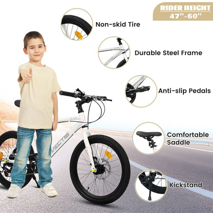 A20183 Kids Bike For 6-12 Years Old, 20 Inch Children's Bicycle For Boys Girls, 7-Speed Steel Frame, , Dual Disc Brakes, 20x1.75 Inch Tires Road Bike, 4 Color Options