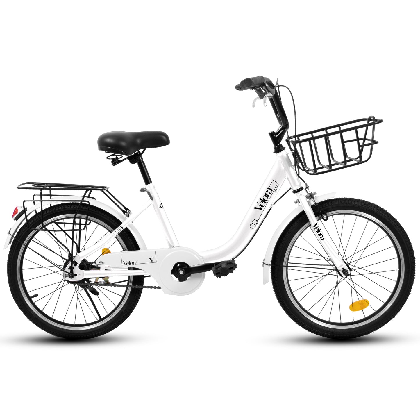 A20182 20 Inch Kids Bike For Boys & Girls, Children's Bicycle With Coaster Brake & V-Brake, 1-Speed, Chain Guard & Rear Rack, Lightweight Steel Frame Pink, Green, Purple, White