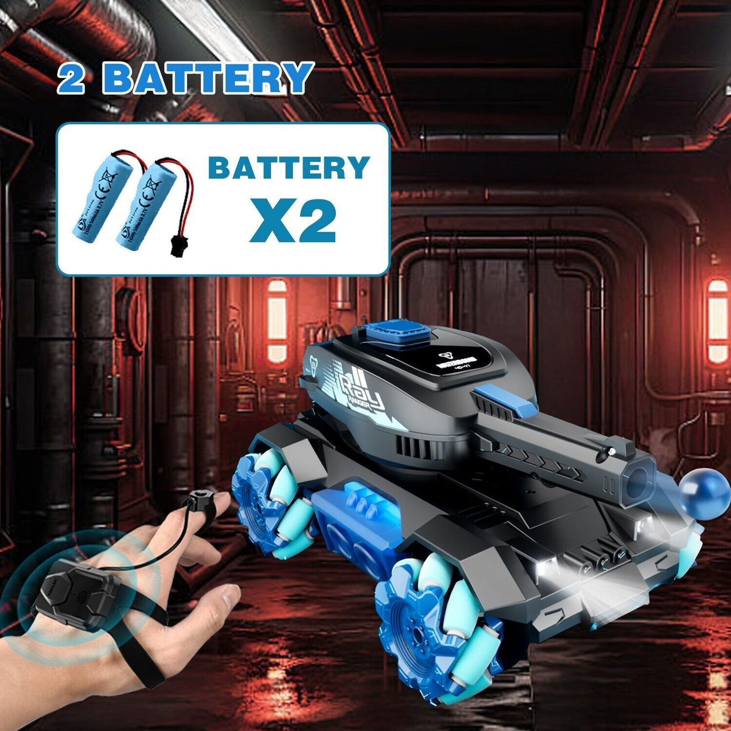 RC Tank, Four Wheel Drive Remote Control Car 2.4G Gesture Control, Water Bomb