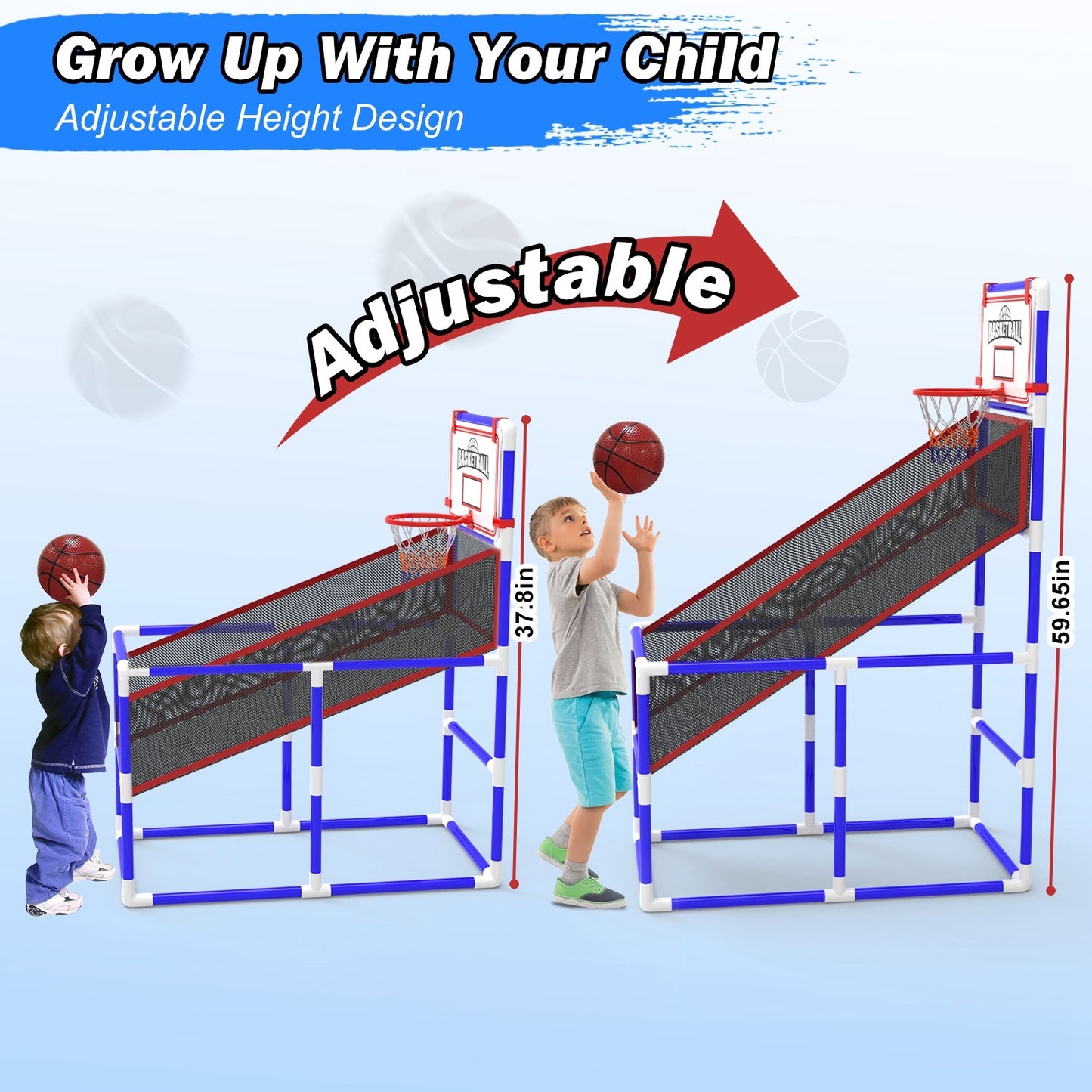 Kids Basketball Game Set With 2 Balls