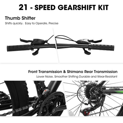 A27366 27 Inch Mountain Bike 21 Speed, Suspension Fork, Aluminum Frame Disc Brake, Mountain Biking For Both Men And Women.