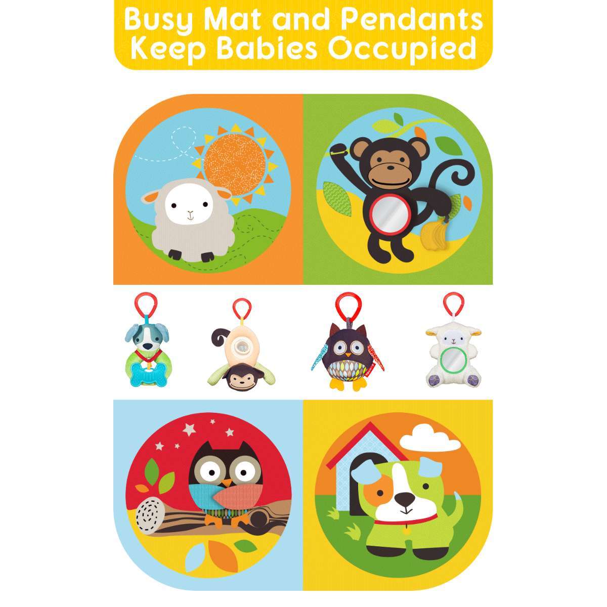 Baby Play Mat, Zoo Theme, Sensory Infant Toys