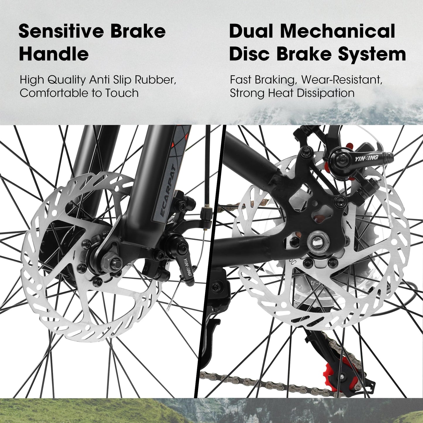 A27301 27.5 Inch Mountain Bike For Adults, Durable High Carbon Steel Frame, Disc Brakes, Stylish Brown Edge Tires, Ideal For Commuting And Outdoor Exploration