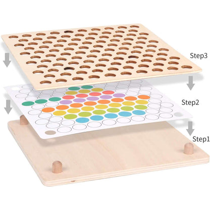 Wooden Peg Board Beads Game, Montessori