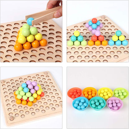 Wooden Peg Board Beads Game, Montessori