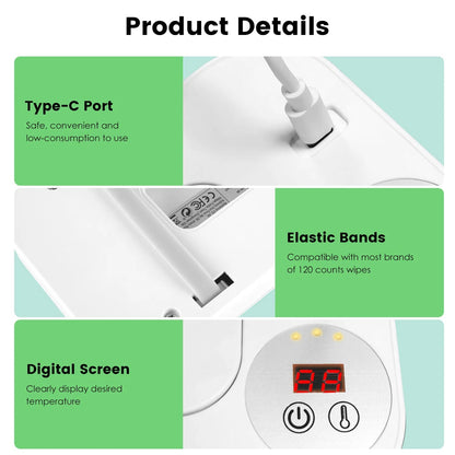 Baby Wipe Warmer With 3 Temperature Settings Type-C