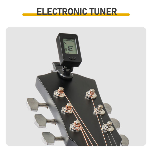 Matte Black 41-inch Dreadnought Barrel-shaped Cutaway Acoustic Guitar With Pick, Strings, Capo, Gig Bag, Tuner, Wrench Tool, And Shoulder Strap