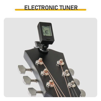 Matte Black 41-inch Dreadnought Barrel-shaped Cutaway Acoustic Guitar With Pick, Strings, Capo, Gig Bag, Tuner, Wrench Tool, And Shoulder Strap