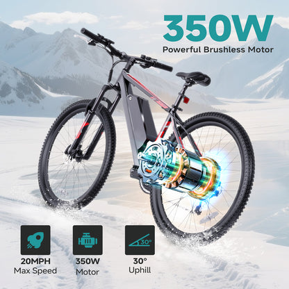 350W 20in City Electric Bike, 40km Range, 21-Speed Gears, Mechanical Disc Brakes