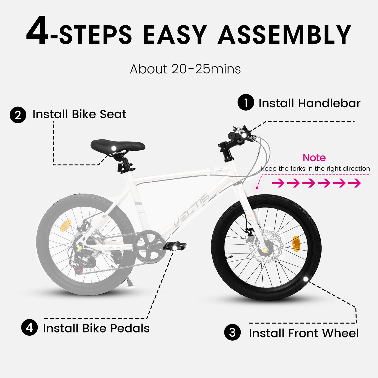 A20183 Kids Bike For 6-12 Years Old, 20 Inch Children's Bicycle For Boys Girls, 7-Speed Steel Frame, , Dual Disc Brakes, 20x1.75 Inch Tires Road Bike, 4 Color Options