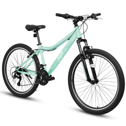 A24208D Mountain Bike 24 26 Inch, High-Density Carbon Steel Frame, 21 Speed, Front Suspension, Dual V-Brakes, Pre-Assembled For Men Women Teens