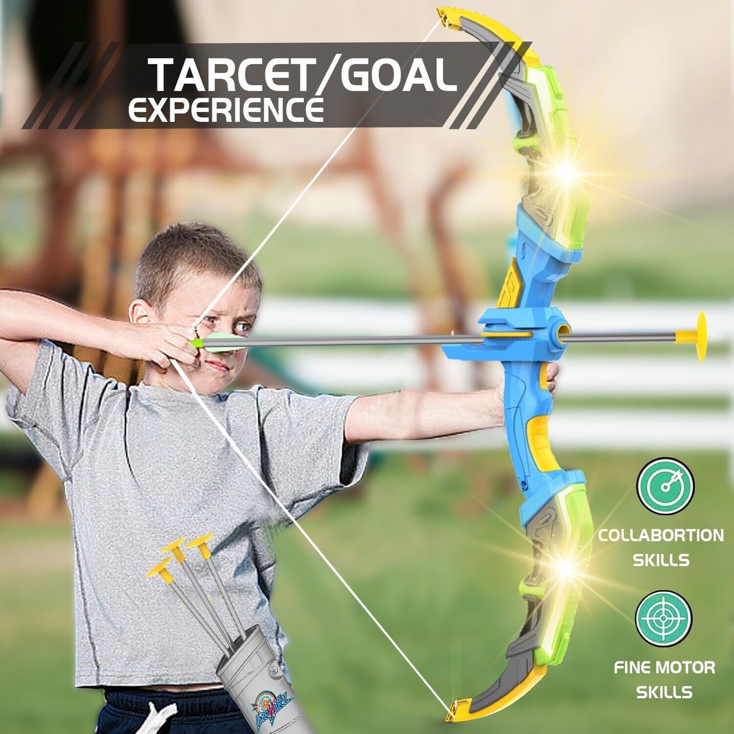 Bow & Arrow Toy Set, LED-lit Archery Toy