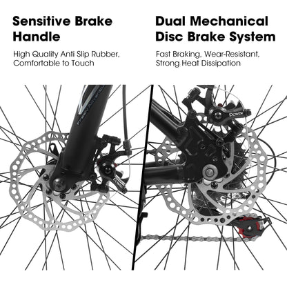 A27366 27 Inch Mountain Bike 21 Speed, Suspension Fork, Aluminum Frame Disc Brake, Mountain Biking For Both Men And Women.