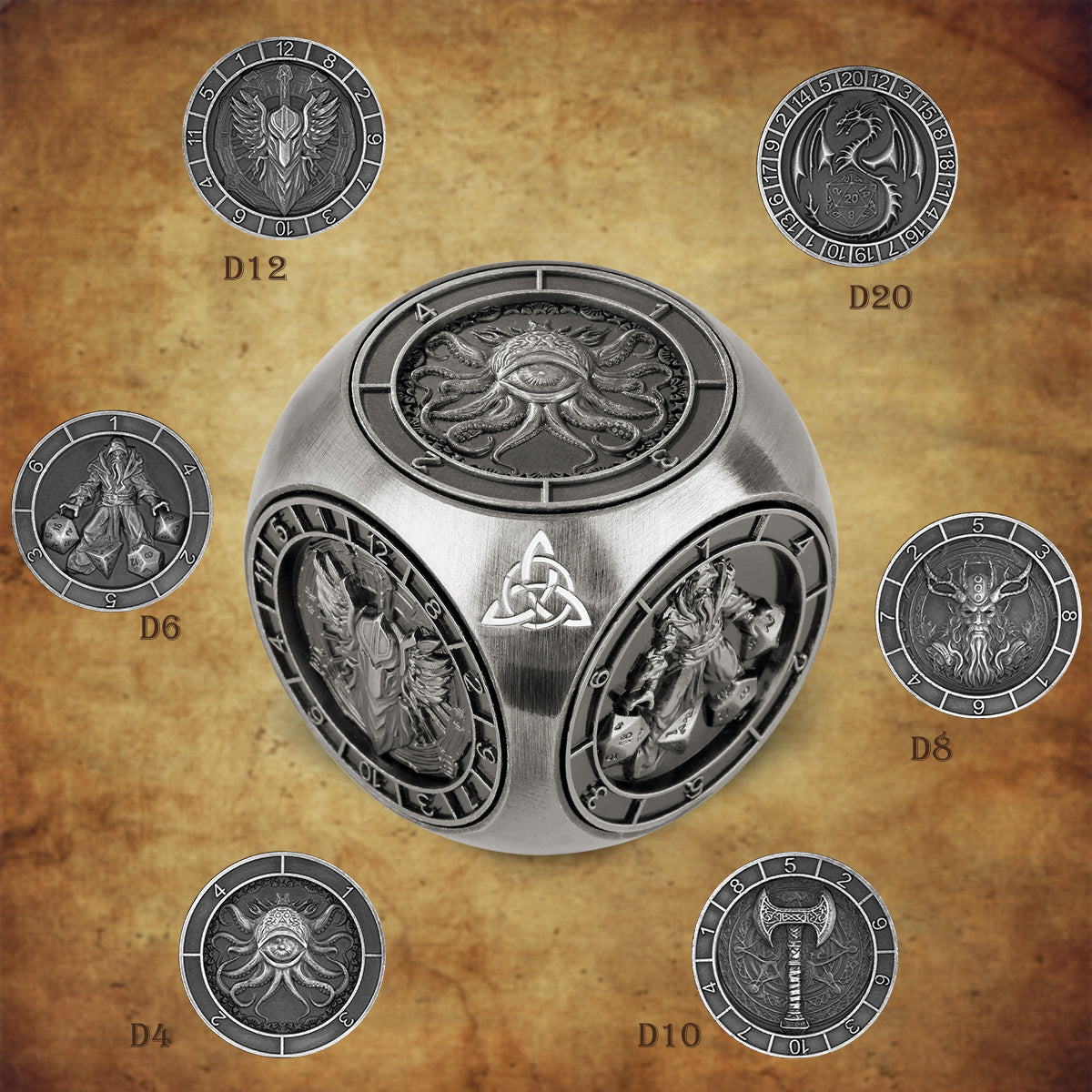 6-pack DND Dice Wheel Gift Box Set