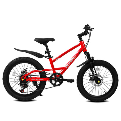 A20184 20 Inch Mountain Kids Bike For Boys & Girls, Ages 6-12, 7-Speed With Front Suspension